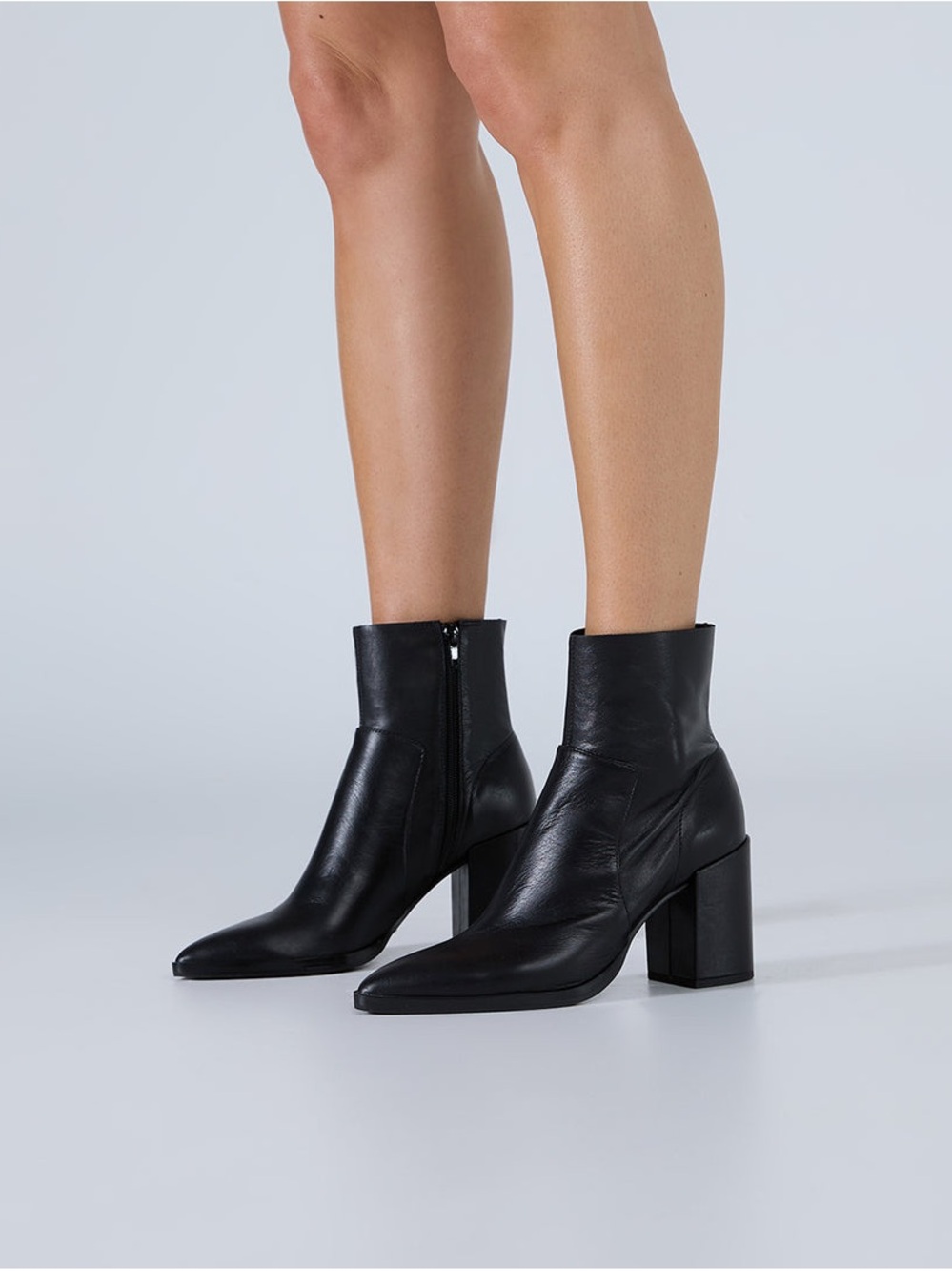 Tony Bianco Black Leather Brazen Luxe  Pointed Toe Booties Size 7.5